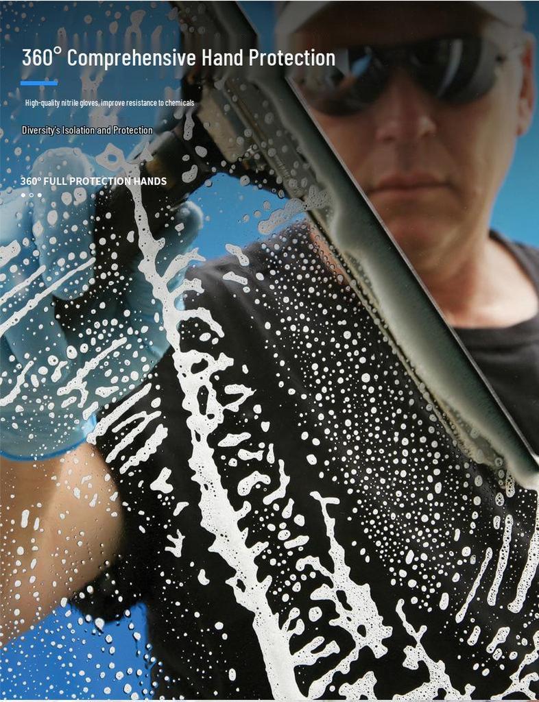 Food Grade Waterproof Nitrile Gloves: Oil Resistant, High Elasticity, Durable, Powder-Free for Kitchen Cleaning and Dishwashing