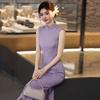 Blue sleeveless national style new Chinese style Suzhou long cheongsam improved young 1011 new women's high sense daily