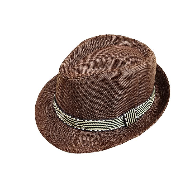 

Детская весенне-летняя солнцезащитная федора: Повседневная модная джазовая шляпа для путешествий на открытом воздухе, пляжа и стиля джентльмена. One Size кофейный