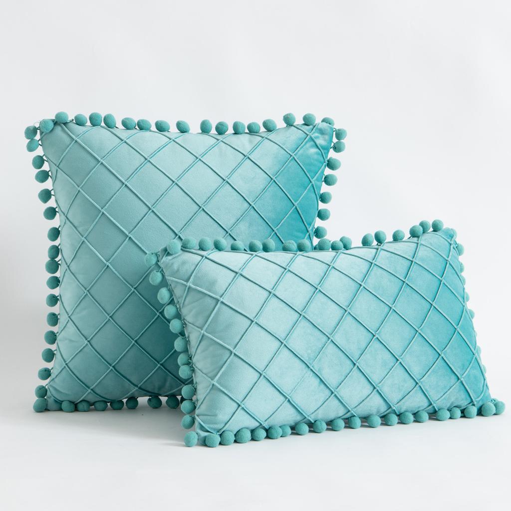 Cute Pom-poms Throw Pillow Covers 30x50cm 45x45cm Luxury Textured Square Cushion Case for Sofa Bedroom Pillowcase Christmas Gift