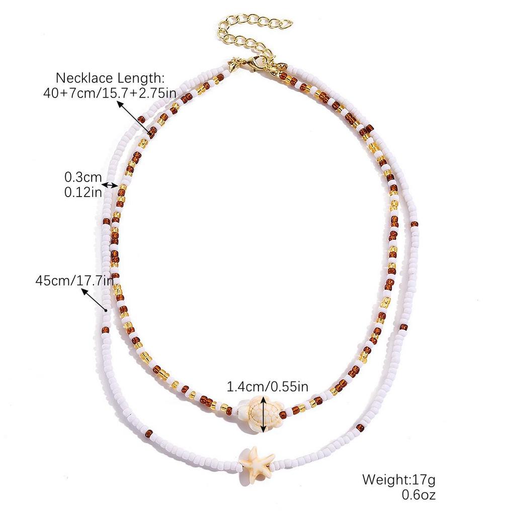 Bohemian Ozean Stil Perlenkette mit Perlen, Seesternen und Muscheln