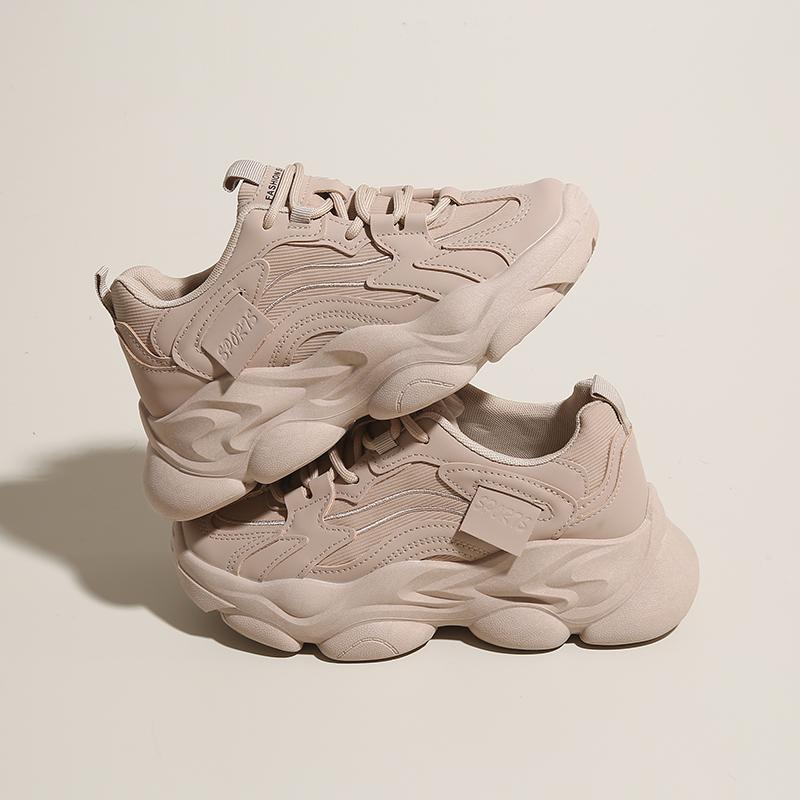 Women New Fashion Platform Sport Shoes Women  New Summer Black Casual Chunky Sneakers Women Mesh Leather Platform Shoes