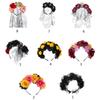 Delicate Flower&Skull Hairband Thin Side Hairband Flower Shape Headband for Girls Hairband with Veil Decor