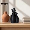Unique Cat Home Decor Cute Black Statue, 3D Printed Figurine with Snuggle Pose, Cuddling Statue Minimalist Desk Shelf for Office, Gift Lovers Art