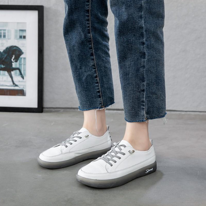 Fashion AIYUQI Loafers Ladies Genuine Leather Large Size Spring New Lace-up White Shoes Women Fashion Casual Soft Sole Flat Shoes Women