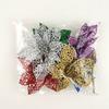 (6pcs/pack) Mixed Colors Artificial Christmas Tree Flower Glitter Decorations Xmas Ornaments New Year Gift