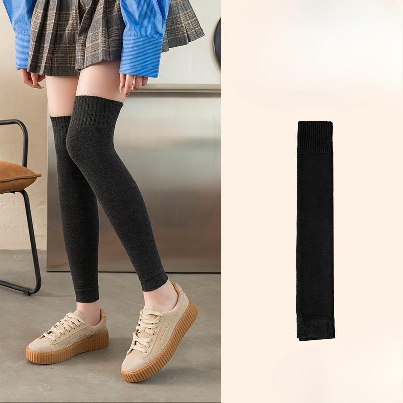 

Thick Knee-high Socks for Women in Autumn and Winter, Solid-colored Long Stockings, Knee Pads, Slimming Effect, Loops with Fleece, Warm High Stockings 1 pair