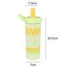 Durable 600ml Water Cup Stainless Steel Leak-proof Cartoon Insulated Cup Large Capacity Double Drinking Straw Cup