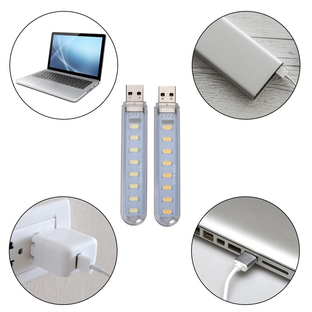 2Pcs/3Pcs Mini Portable USB LED Book Light DC5V Ultra Bright Reading Book Lamp 3leds 8leds Lights For Power Bank PC Laptop Notebook