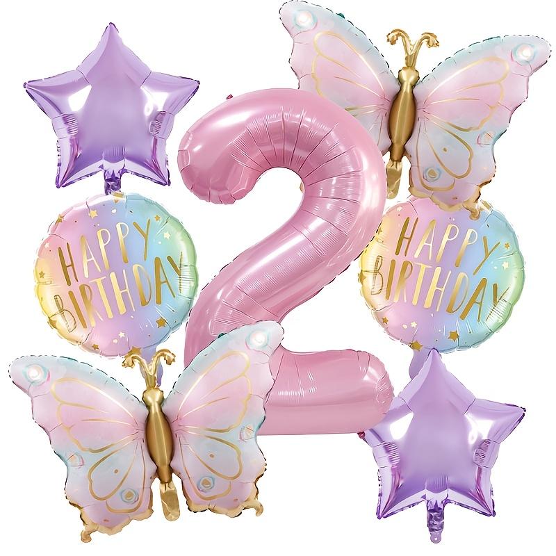 Pink Butterfly 32inch Number Balloon Set Gradient Happy Birthday Baby Shower Decor Helium Balloon Birthday Party Wedding Globos