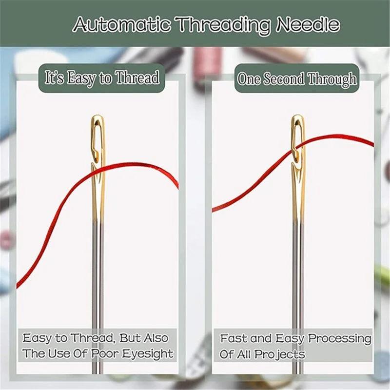 12-48PCS Side Hole Blind Sewing Needles Stainless Steel Self Threading Needle for Elderly Hand Sewing DIY Home Stitching Tool