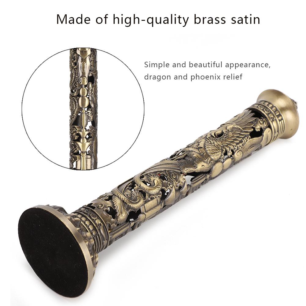 Incense Burner Bronze Tone Dragon Phoenix Relief Craft Ornaments Tea Room Decoration Incense Stick