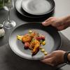 High-Grade Black Steak Plate Ceramic Plate New Household Dumpling Plate Restaurant Dessert Plate Barbecue Plate
