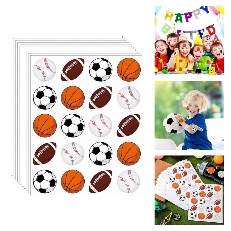 Pack of 10 Creative Athletic Party Decoration Sticker for Sports Enthusiasts Theme Event Sports Ball Sticker