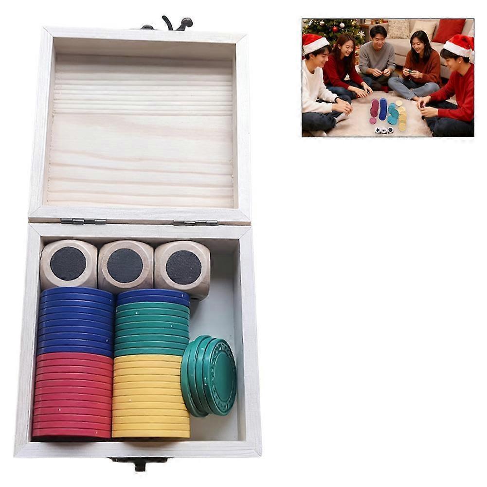 Grenzüberschreitendes Neues Links Rechts Mitte Würfelspiel-Set Holz-Aufbewahrungsbox Tragbares Reise-Würfelspiel
