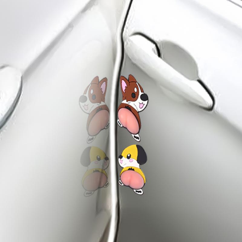 Car Door Anti-collision Stickers Silicone Cartoon Butt Rubber Strips for Auto Rearview Mirror Door Handle Bumper Decals Sticker