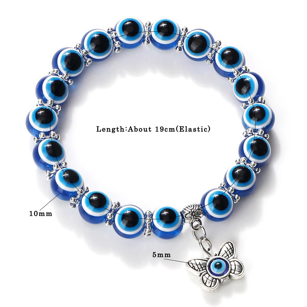 Bohemian evil eye bracelet, for men and women, negative energy beaded bracelet, elastic cord bracelet, handmade lucky jewelry