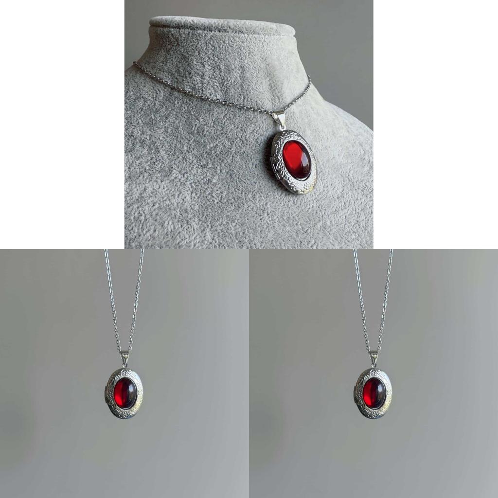 Victorian Style Ruby Crystal Pendant Necklace For Women With Gothic Design