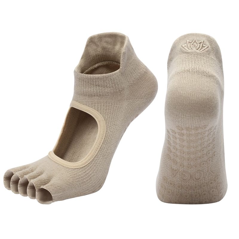 

Yoga Socks Non Slip Professional Female Toe Socks Pilates Socks Room Socks Adult Open Toe Yoga Non-Slip Socks Creamy-white-half toe