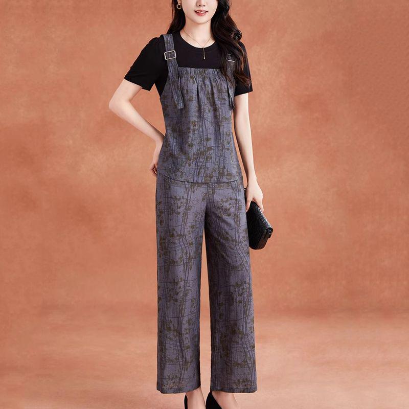 2025 Summer Fashion: Trendy Influencer Street Style Two-Piece Set with Wide-Leg Pants