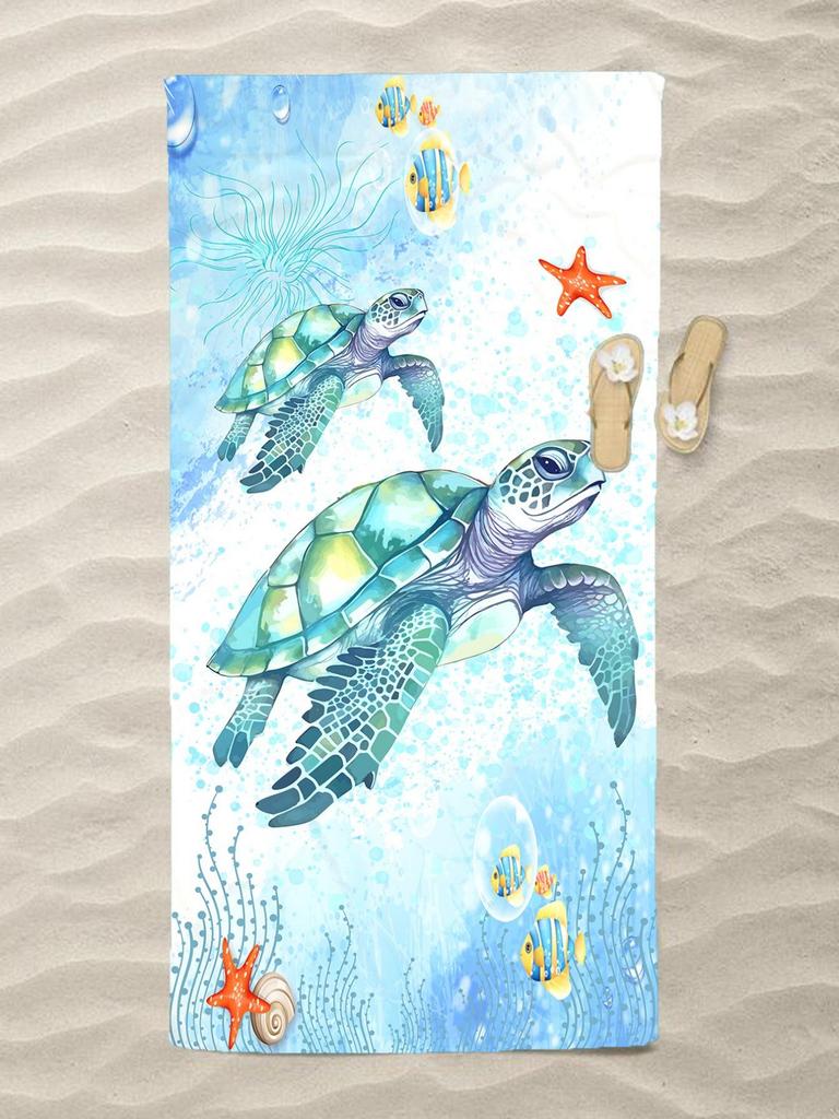 1 Stück Strandtuch mit Schildkrötenmuster, Modernes Mikrofaser-Reise-Strandtuch für den Strand