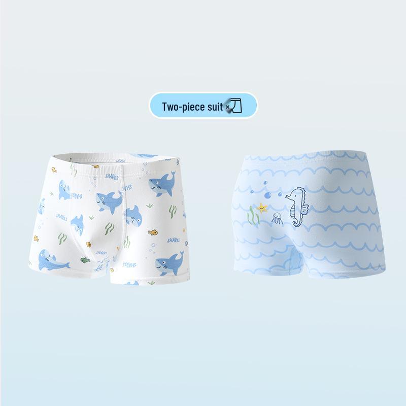 Wide Waist Non-Binding Boys' Pure Cotton Cartoon Boxer Briefs, Antibacterial Crotch, Class A, Four-Corner Design, Primary School Underwear
