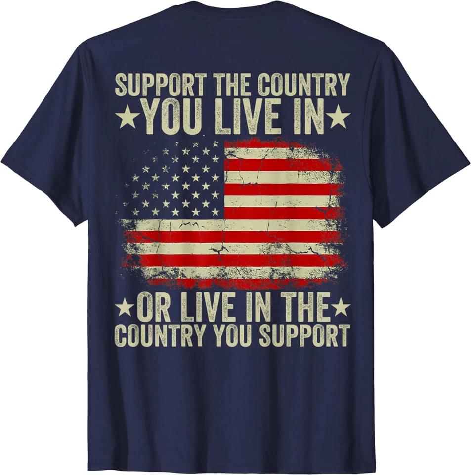 

Футболка с американским флагом Поддержи страну, в которой живешь на спине 3XL