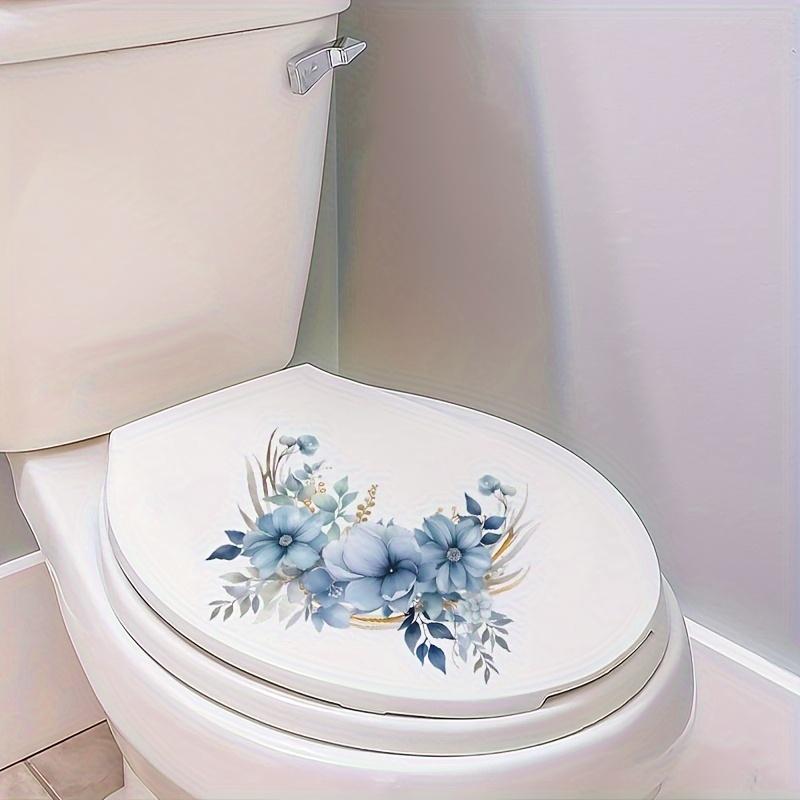 1 ud. Pegatina de Flor Azul Acuarela para Inodoro para Baño Decoración del Hogar Vinilos de Pared