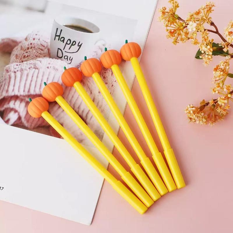 Kawai Silicone Head Pumpkin Neutral Cute Shape Signature Pen for Primary and Secondary Office School Supplies Students Gift Pen
