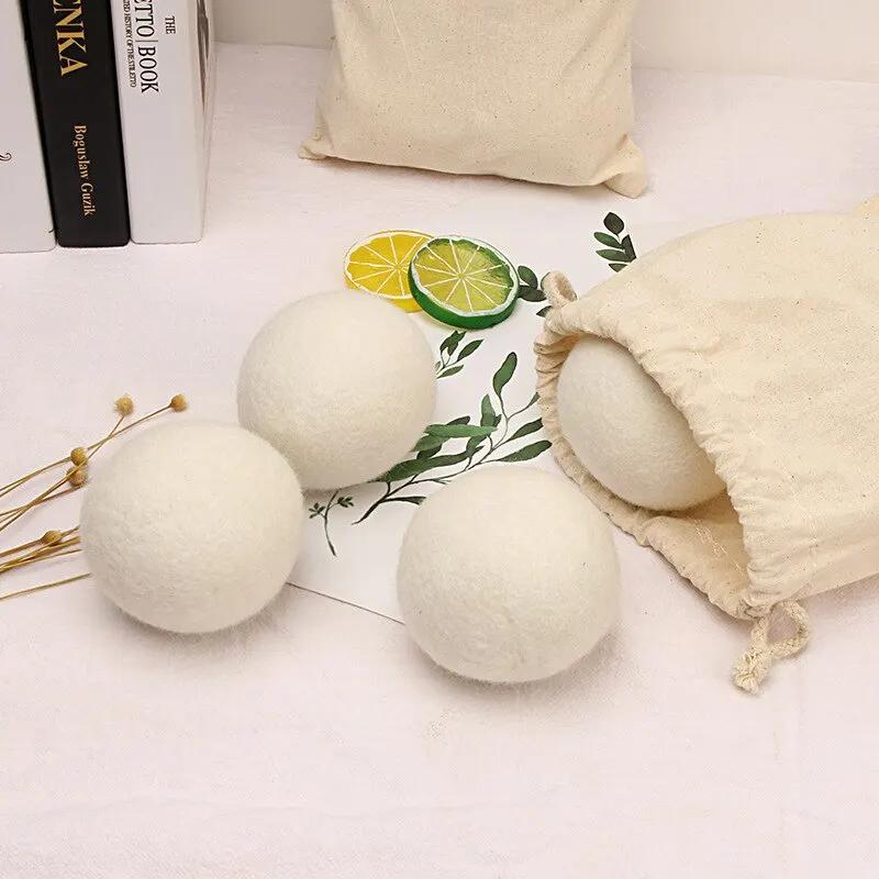 Boules de séchage en laine naturelle Boule assouplissante pour tissus pour peaux sensibles Réutilisable Assouplissant Boule à linge Accessoires pour machine à laver domestique