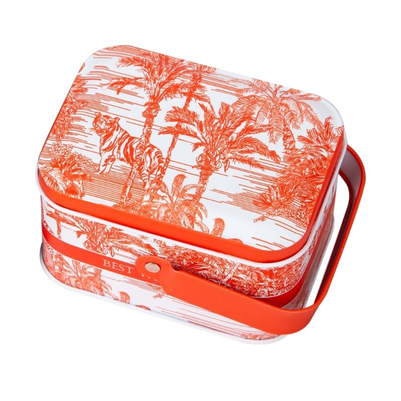 Vintage Small Suitcase Storage Tin Candy Box Gift Box Earphones Box Biscuits Organizer Portable Sundries Organizer Can