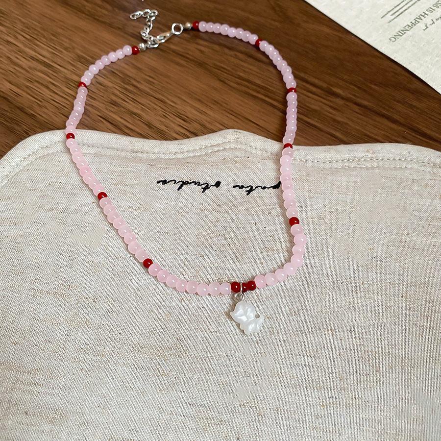 Summer dopamine stained glass crystal beaded necklace collarbone chain design sense niche item decoration