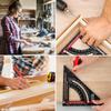Adjustable Woodworking Triangle Ruler 7Inch Aluminium Alloy Square Protractor Precise Right Angle Measuring Ruler with 2 Pencils