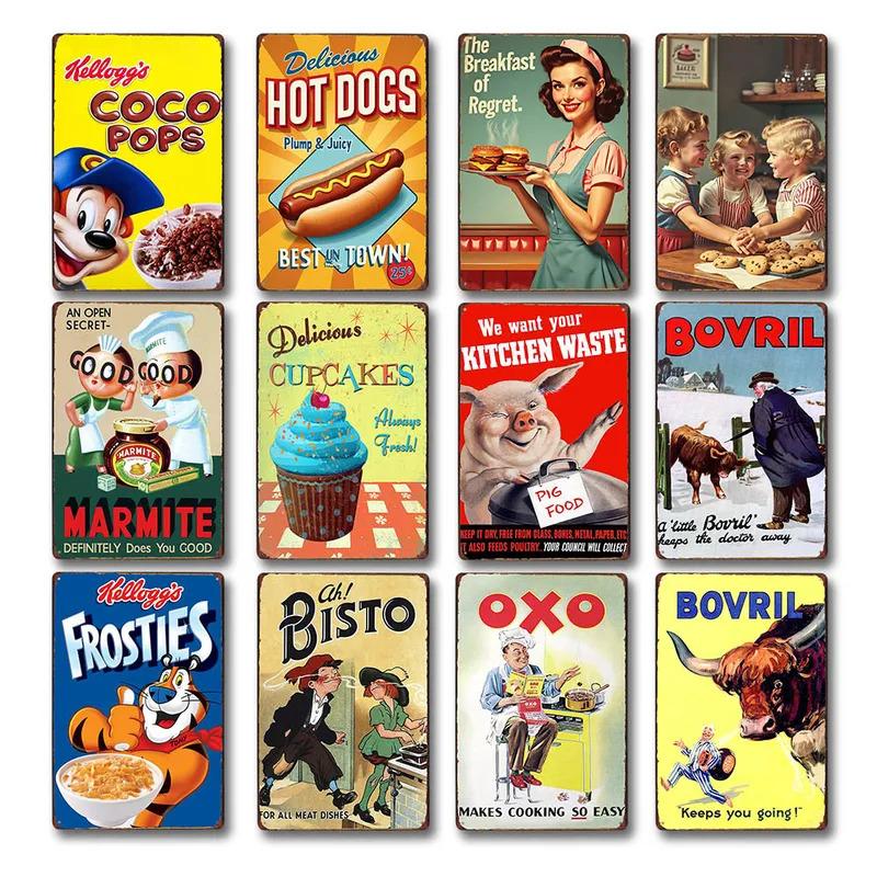 Retro Metal Tin Signs Vintage Food Ad Kitchen Wall Decor Home Art