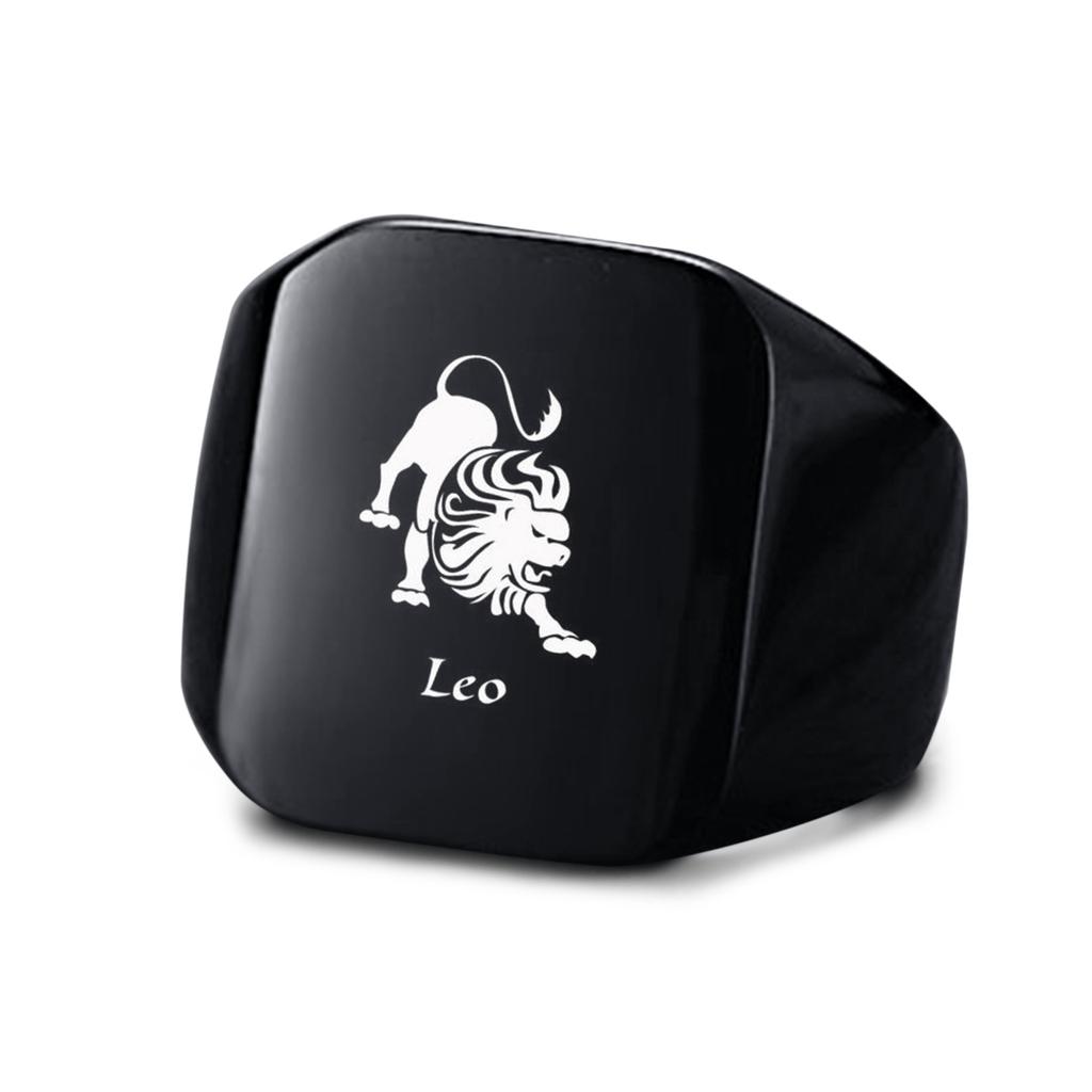 Vnox 18mm Signet Ring For Men Women, The Zodiac 12 Horoscope Constellation Sign Finger Band, Stainless Steel Aries Punk Ring