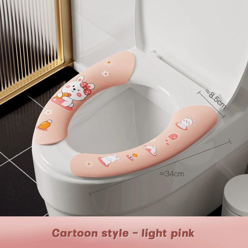 1 Pair Toilet Seat Cover Cartoon Washable Bathroom Toilet Seat Pad Cute Reusable Soft Thick Sticky Closestool Seat Mat
