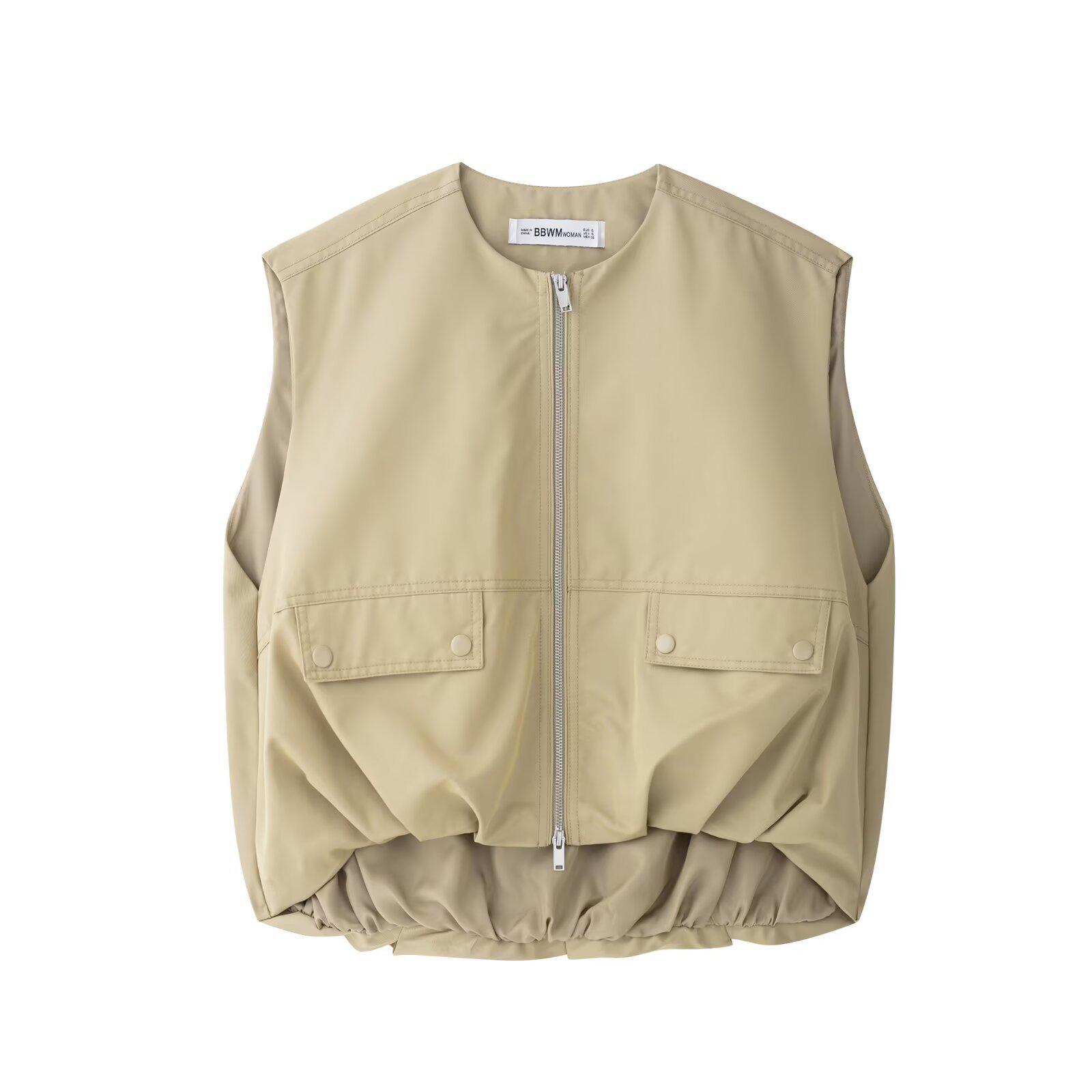 

Весна 2025 Женский европейский и американский стиль Свободный жилет с круглым вырезом Extra Small абрикосовый света