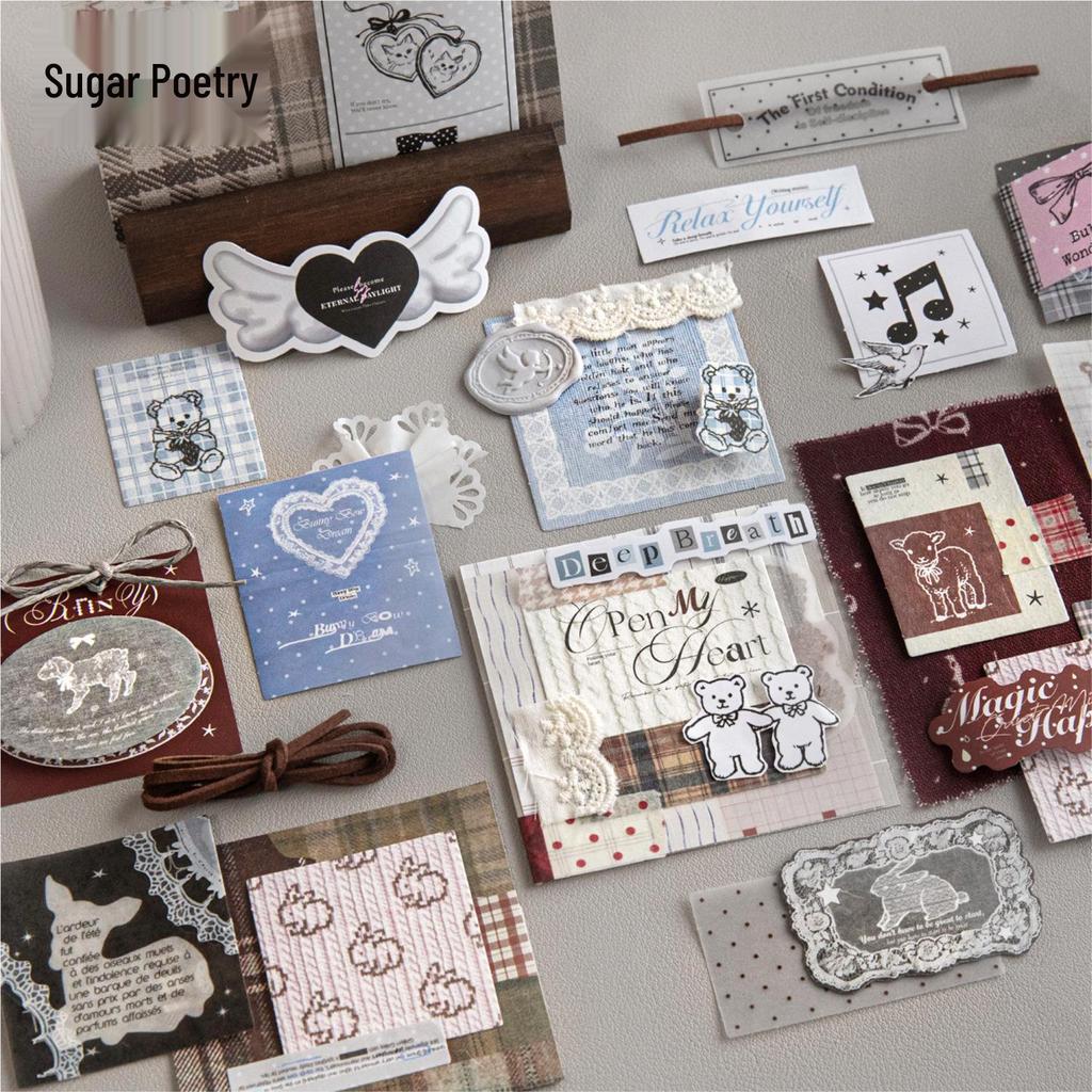 Sugar Poem Sticker Pack: Inorganic Salt Color Series, 30 Multi-Material Sheets for Journaling & Collage
