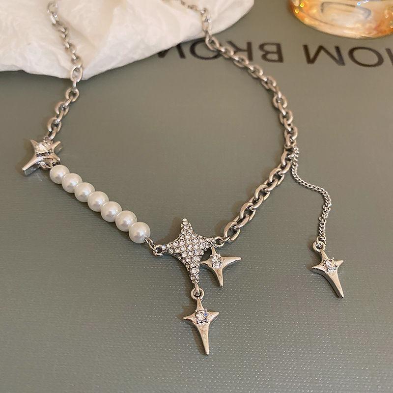 2026 New Gypsy Star Star Splicing Pearl Necklace Women's Niche Stackable Sweater Collarbone Chain Tide