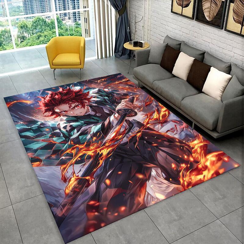 Cartoon Demon Slayer Anime Kamado Nezuko Tanjirou Carpet Rug for Playroom Bedroom Living Room Sofa Home,kid Non-slip Floor Mat