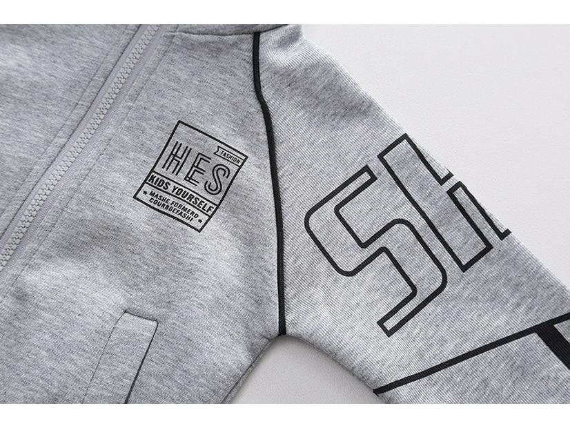 Boys' Autumn Long Sleeve Letter Print Stand Collar Two-Piece Set for Toddlers and Kids - Fashionable and Trendy