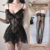 Plus Size Sheer Princess Nightgown - Sexy Fishnet Strappy Style for Small Chest