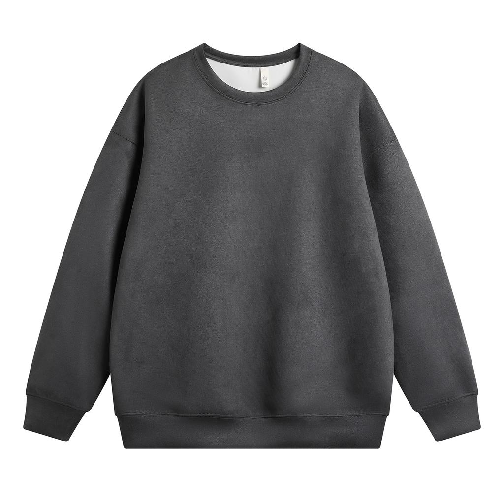 Sweater Men's Spring and Autumn American Retro Crew Neck Top Loose Solid Color Teen Casual Bottom Shirt