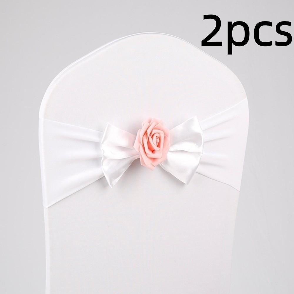 2pcs Vintage Satin Chair Sashes Band Multicolor Chair Back Flower Durable Chair Bow Tie Birthday