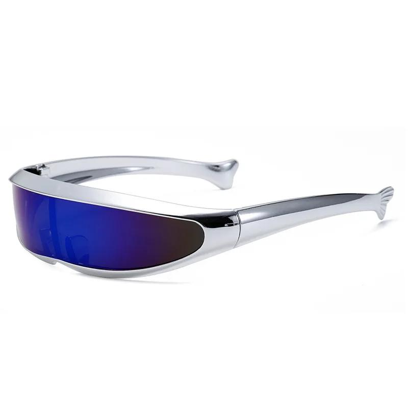 Futuristic One-piece Mirror Personalized Electroplated Sunglasses Women Men  Y2K Steampunk Goggles Rave Party Glasses UV400