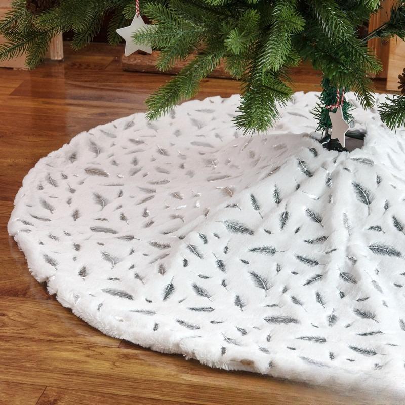 

Белая плюшевая юбка для рождественской елки с мягкой пушистой каймой, роскошная на ощупь для Рождества, свадеб, вечеринок и праздничных украшений 50cm