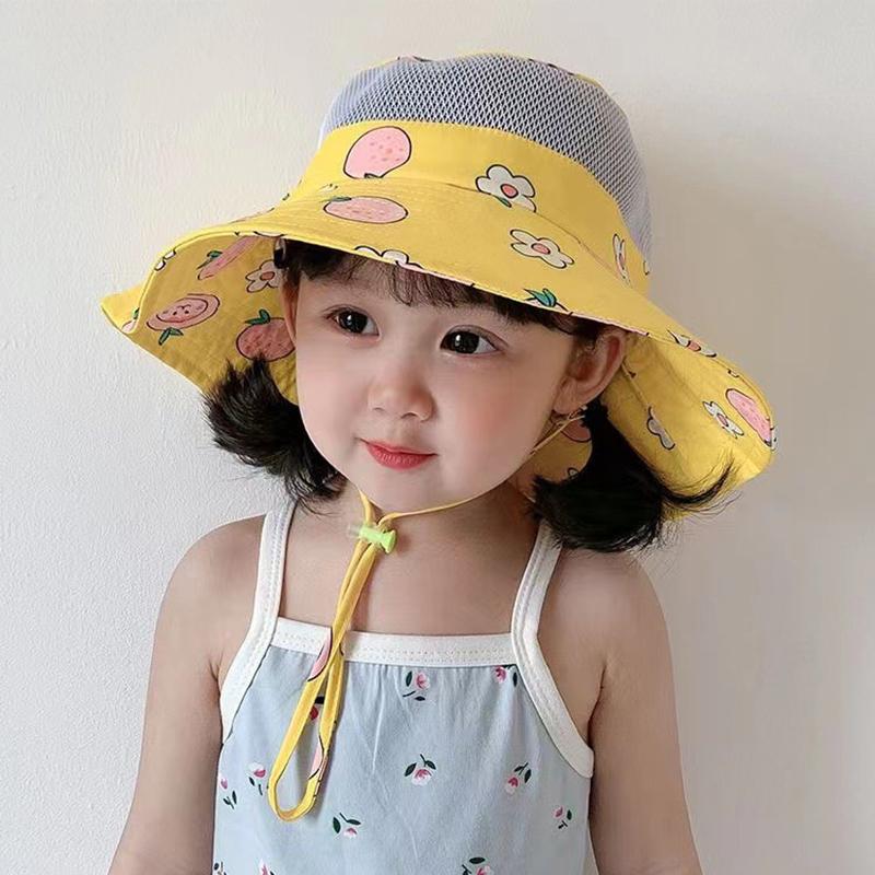 Children'S Large Brim Sun Protection Summer Thin Mesh Breathable Fisherman Hat Kindergarten Hat Girl Baby Sun Hat