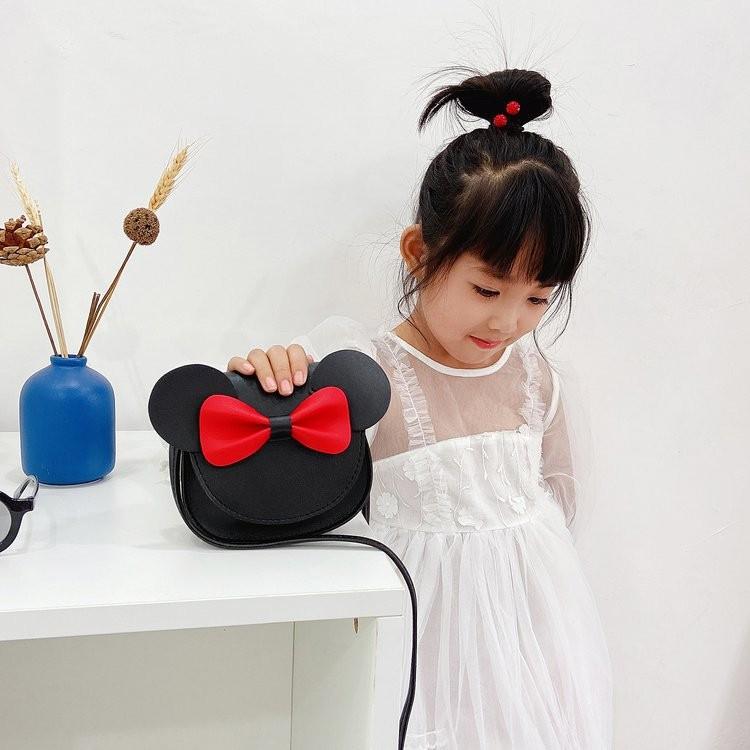 Bear Bowknot Shoulder Bag Childrens Cartoon Animal Shoulder Bag Pu Material