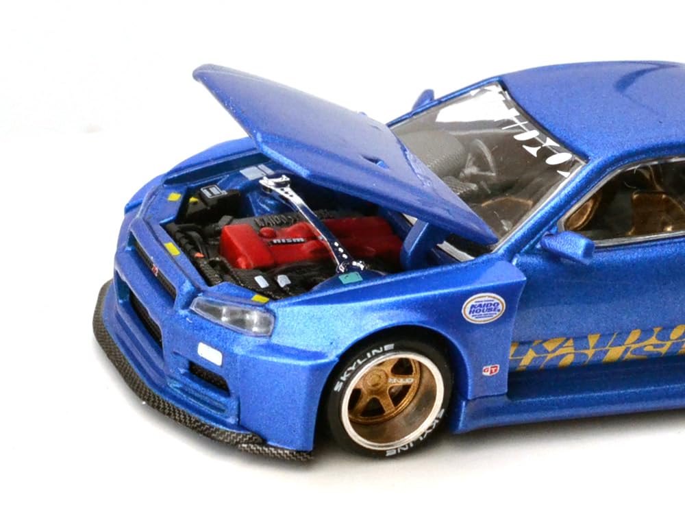 MINI GT 164 Scale KAIDO HOUSE - NISSAN SKYLINE GT-R R34 KAIDO WORKS SHINJYUKU V2 - BLUE (KHMG158)