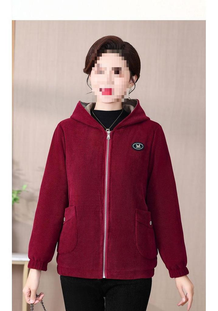 Stylish Women's Winter Corduroy Jacket - 2024 New Cozy Coat for Middle-Aged and Elderly Mothers